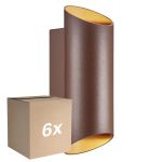 Lot 6x Nordlux Nico Applique Murale Aluminium Rouille Up & Down | IP54 - Convient pour 2x GU10