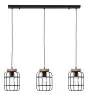Brilliant Gwen Suspension Luminaire Métal Bois Noir | Convient pour 3x E27