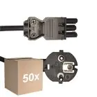 Lot 50x Noxion GST - Compatible Câble d’alimentation Noir - Femelle + Schuko Europlug - 2m - 3 pole 0.75mm2